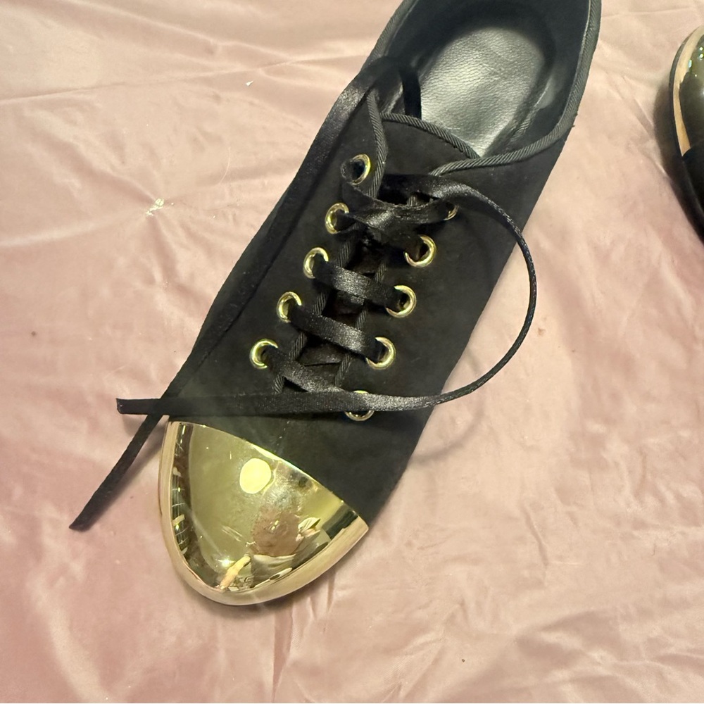 Giuseppe Zanotti Dalia oxford shoes black suede gold toe-caps Size 36/6 MSRP$750 - Picture 11 of 11